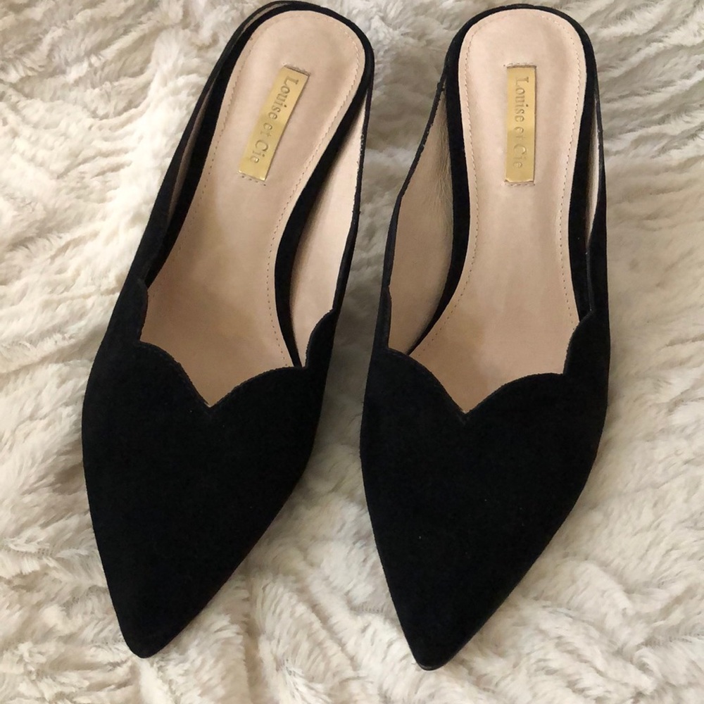 Louise et Cie Black pointed toe mules